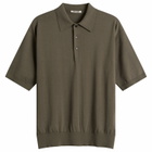Auralee Men's Knitted Polo in Olive Gray