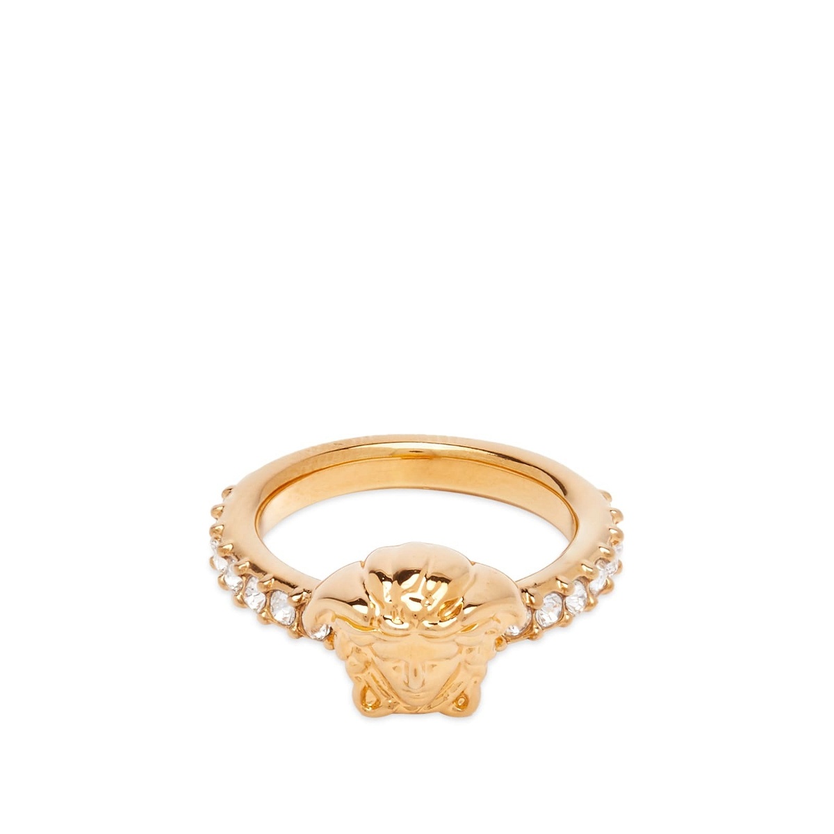 Photo: Versace Women's Small Medusa Head Crystal Ring in Gold