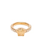 Versace Women's Small Medusa Head Crystal Ring in Gold