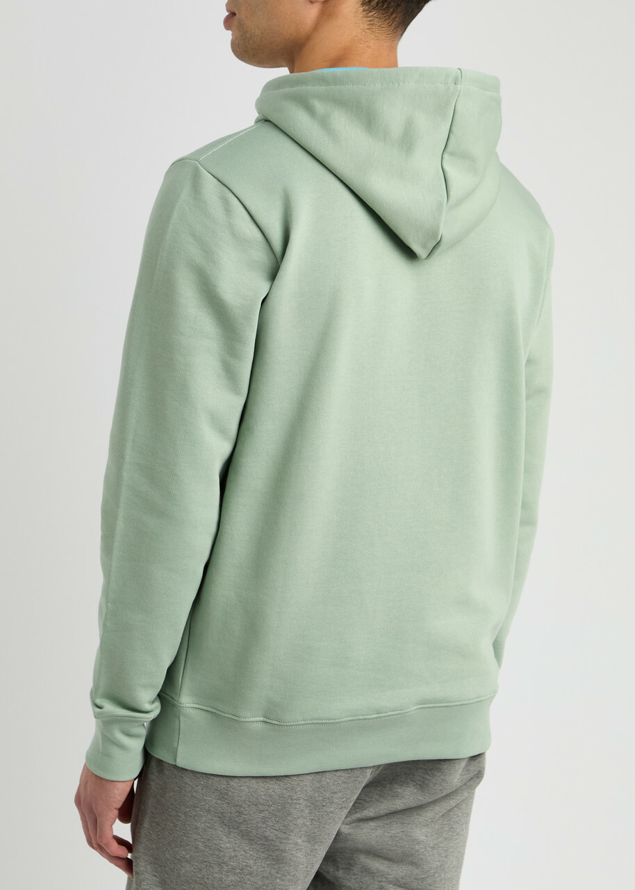 PS Paul Smith Logo-appliqued Hooded Cotton Sweatshirt Sage