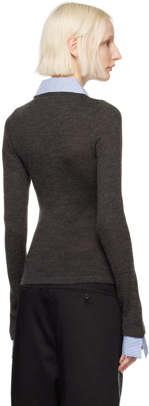 OPENYY cotton collar cuffs カーディガン OPEN YY Cotton Collar Cuffs Cardigan in Charcoal