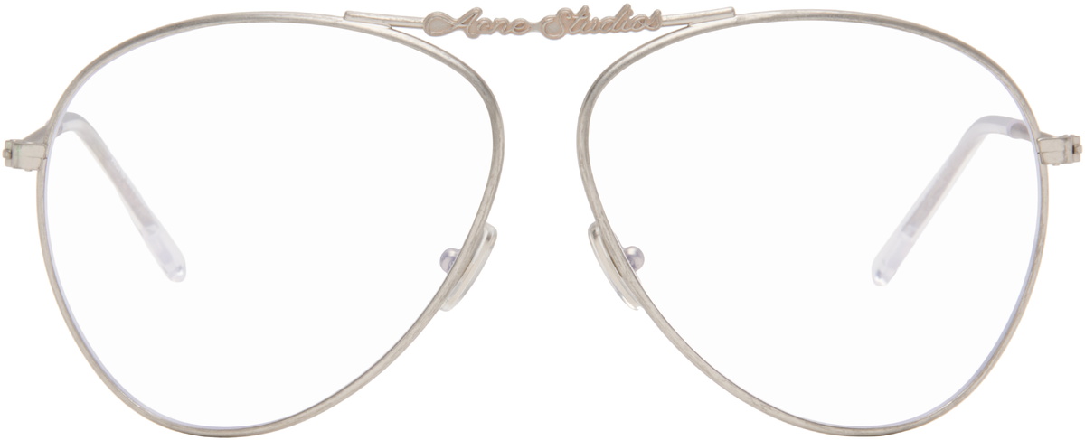 Acne Studios Silver Metal Aviator Glasses