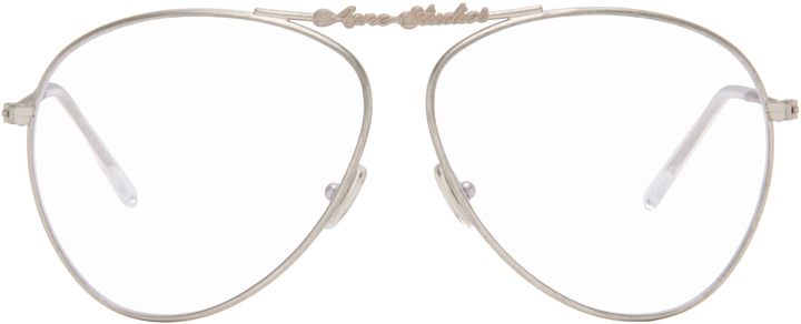 Photo: Acne Studios Silver Metal Aviator Glasses
