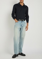 Saint Laurent Silk and Cotton-blend Polo Shirt Dark Blue