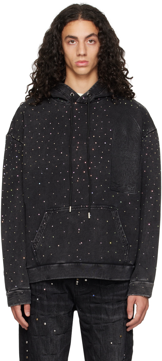 Who Decides War SSENSE Exclusive Black Rhinestone Hoodie