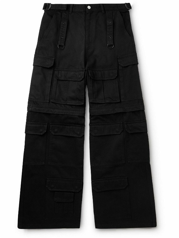 Photo: VETEMENTS - Convertible Wide-Leg Cotton-Twill Cargo Trousers - Black