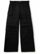 VETEMENTS - Convertible Wide-Leg Cotton-Twill Cargo Trousers - Black