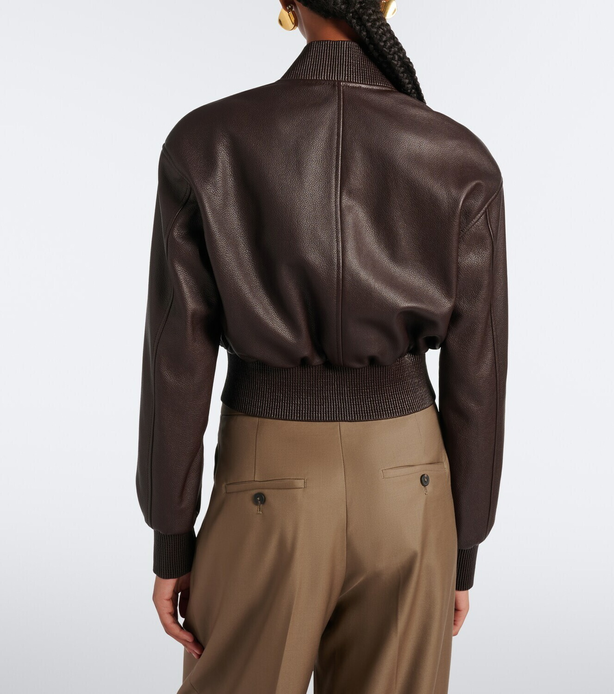 Ralph Lauren Collection Noland cropped leather bomber jacket