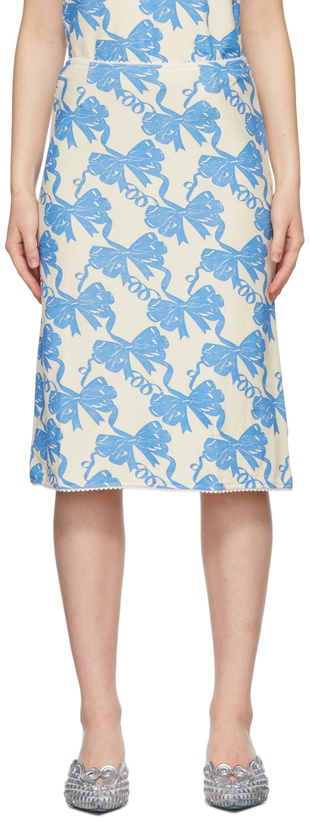 Photo: Maisie Wilen Blue & Beige Contender Mid-Length Skirt