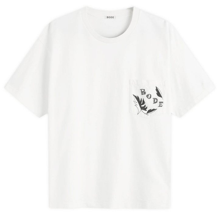 Photo: Bode Men's Beaded Leaf Pocket T-Shirt in White