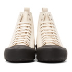 Jil Sander Off-White and Black Canvas High-Top Sneakers