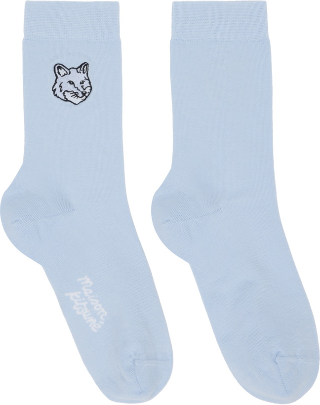 Photo: Maison Kitsuné Blue Bold Fox Head Socks