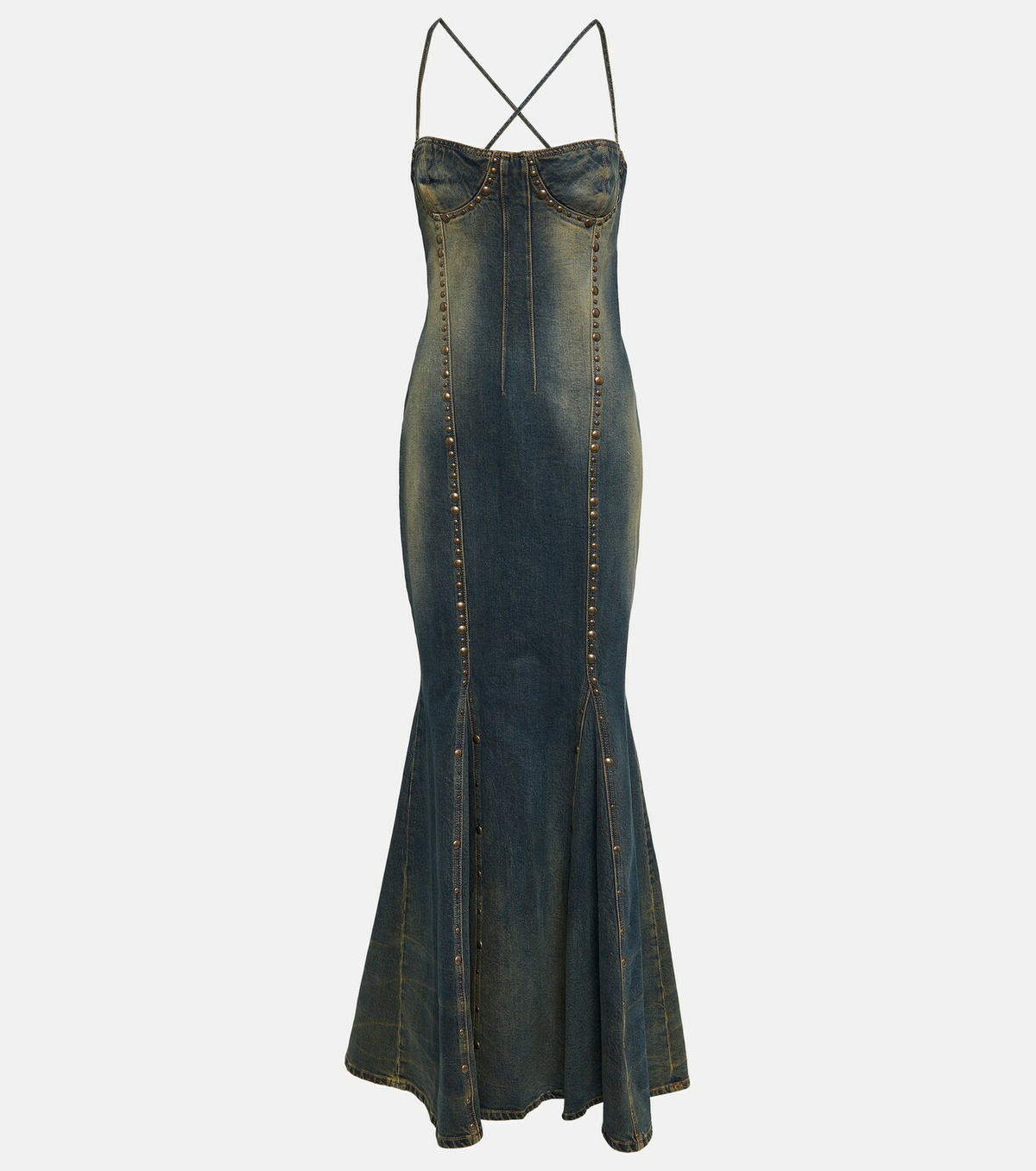 Blumarine Embellished denim gown Blumarine