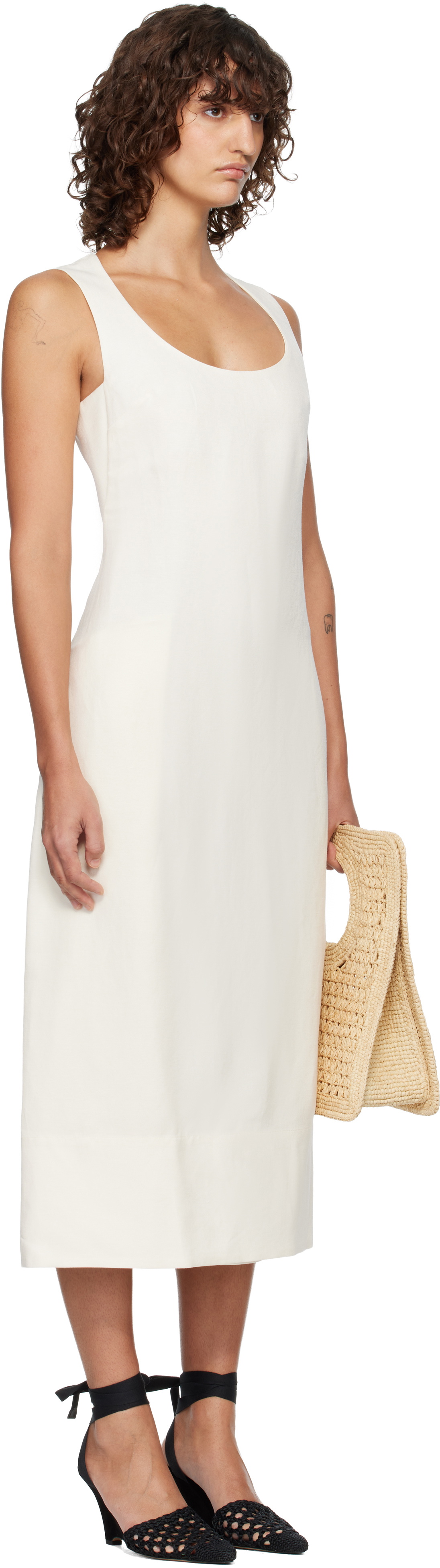 JACQUEMUS Off-White 'The Tablier' Midi Dress