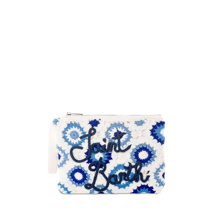 Photo: MC2 Saint Barth Parisienne White Crochet Pouch Bag With Saint Barth Embroidery