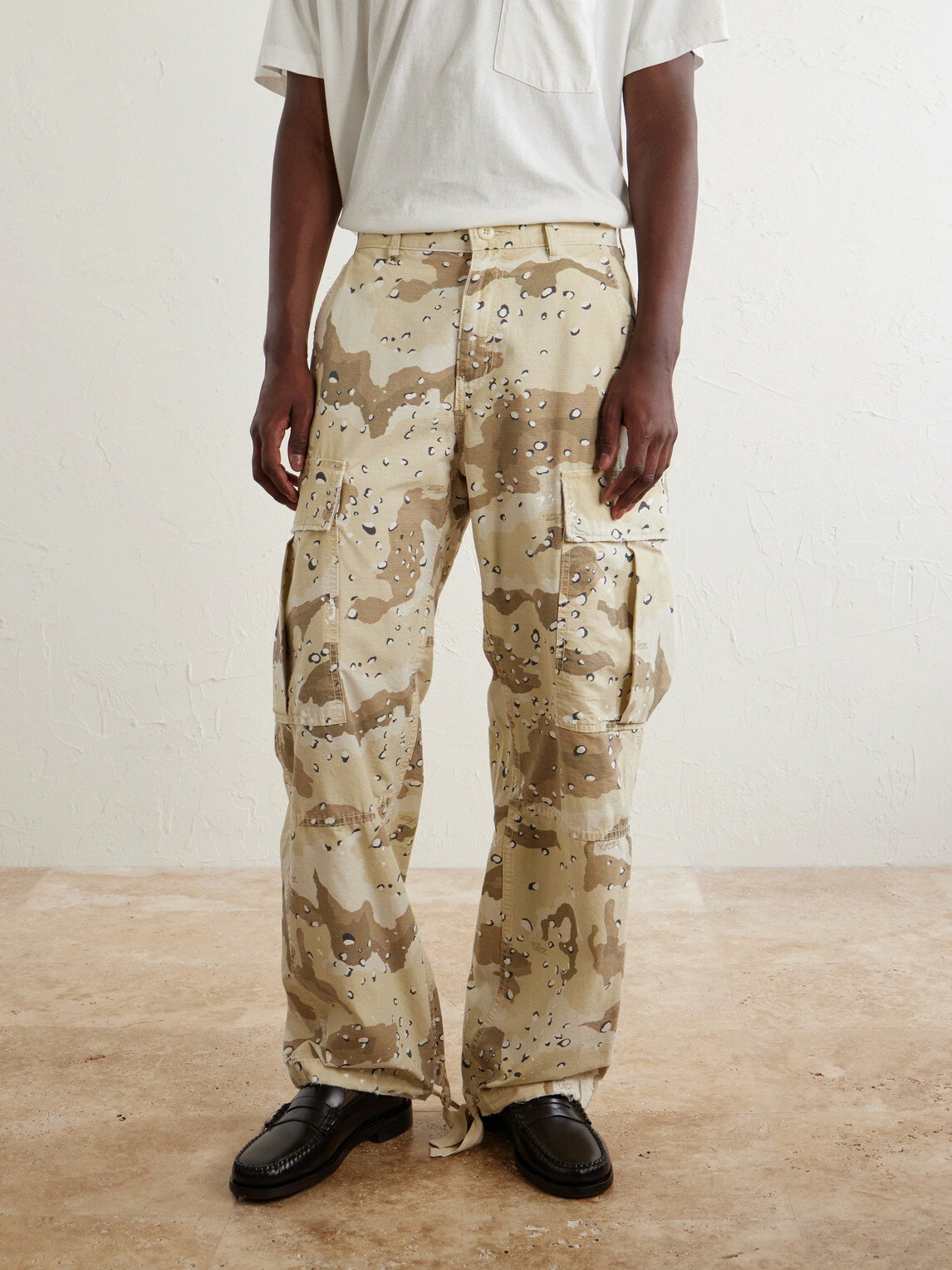 Cherry Los Angeles - Wide-Leg Camouflage-Print Cotton Trousers - Neutrals