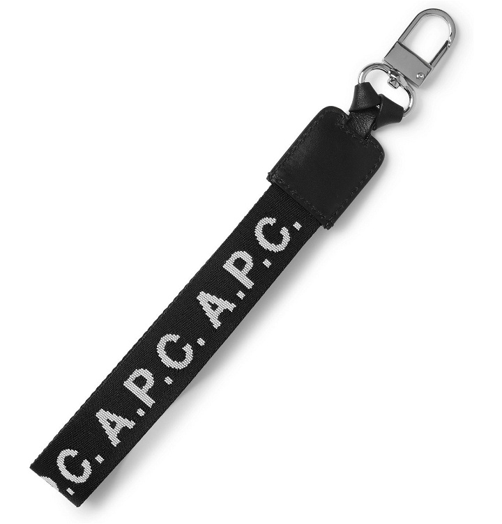 Photo: A.P.C. - Logo-Detailed Leather-Trimmed Webbing Key Fob - Black