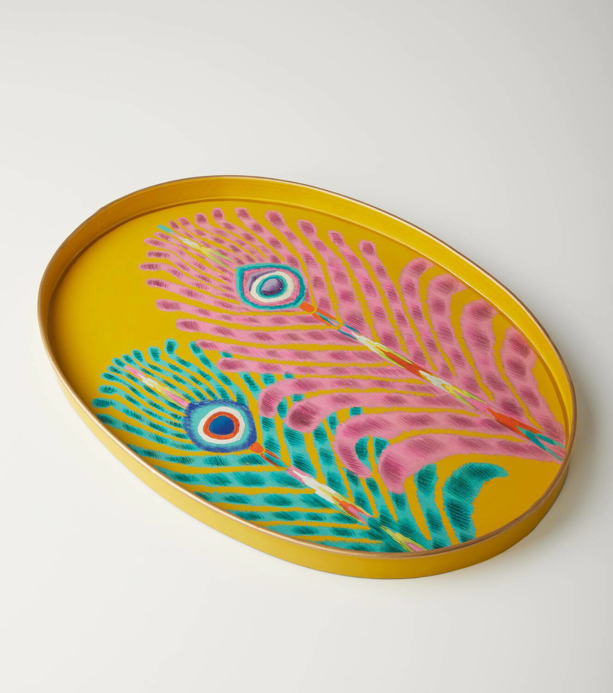 Les-Ottomans Tray Peackock by Matthew Williamson