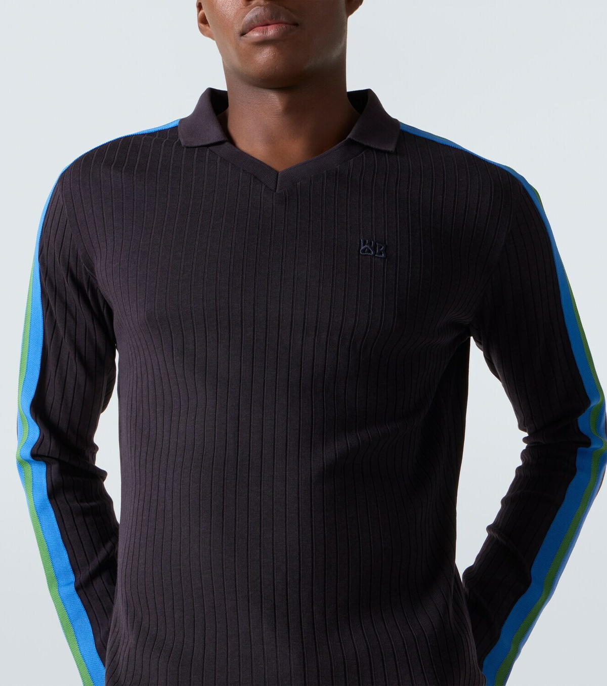 Wales Bonner Ribbed-knit polo sweater