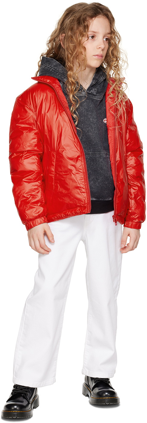 Diesel Kids Red Zipped Puffer Jacket