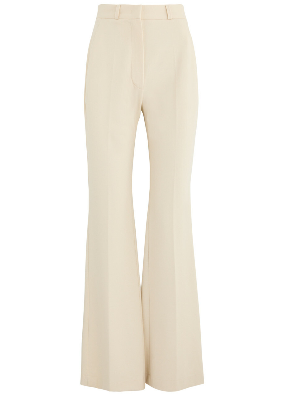 Harris Wharf London Flared-leg Flannel Trousers Ivory