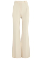 Harris Wharf London Flared-leg Flannel Trousers Ivory