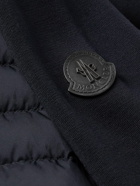 Moncler - Logo-Appliquéd Quilted Shell and Cotton-Blend Zip-Up Cardigan - Blue