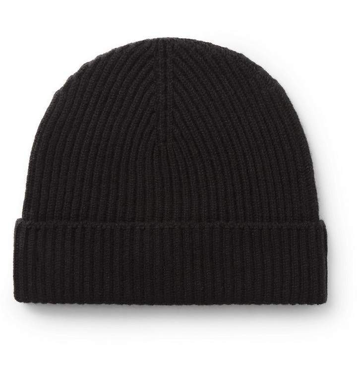 Photo: Lock & Co Hatters - Ribbed Cashmere Beanie - Black