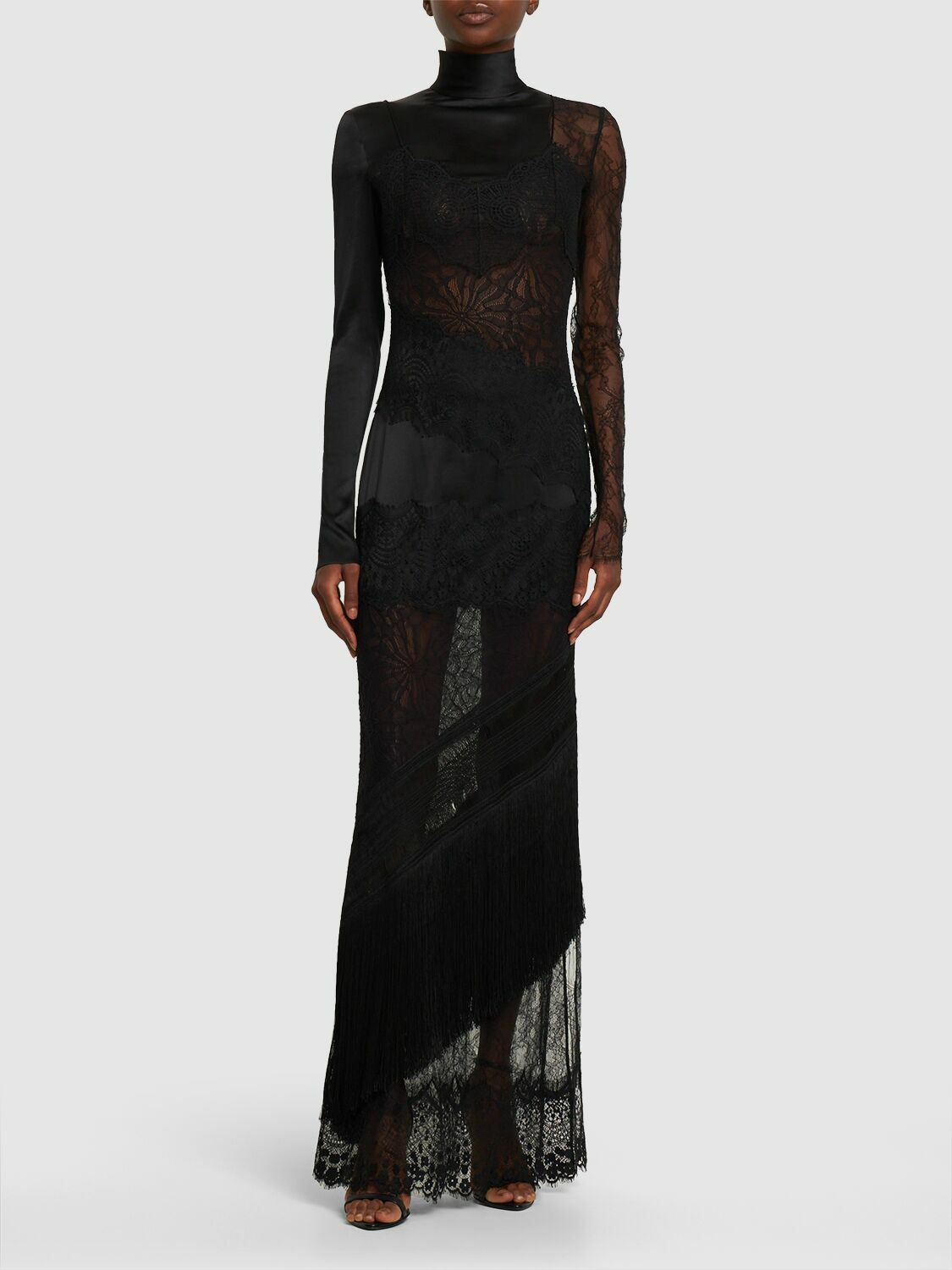 TOM FORD - Patchwork Lace & Satin Long Dress TOM FORD TOM FORD - Patchwork Lace & Satin Long Dress TOM FORD