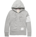 Thom Browne - Striped Loopback Cotton-Jersey Zip-Up Hoodie - Gray