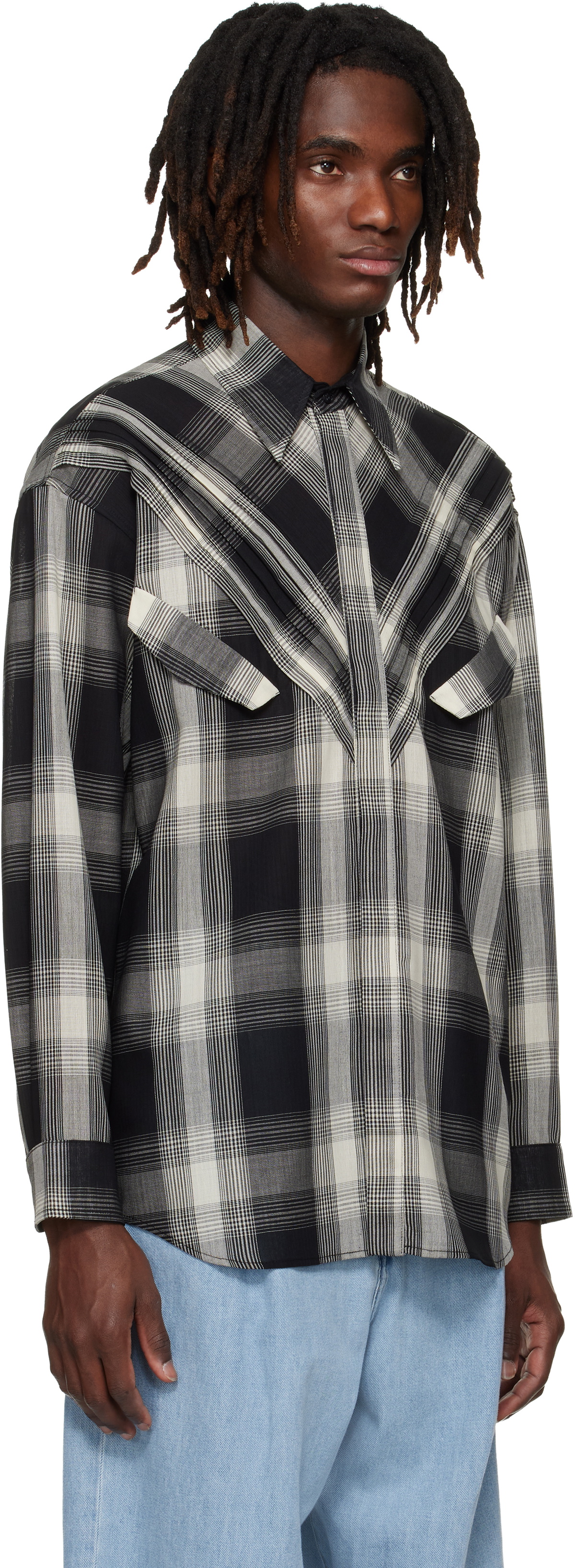 Stefan Cooke Black & Off-White Chevron Shirt