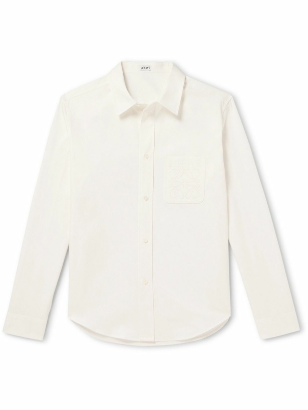 Photo: LOEWE - Logo-Embroidered Cotton-Twill Shirt - White