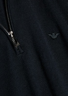 Emporio Armani Logo-embroidered Fine-knit Wool Polo Jumper Navy