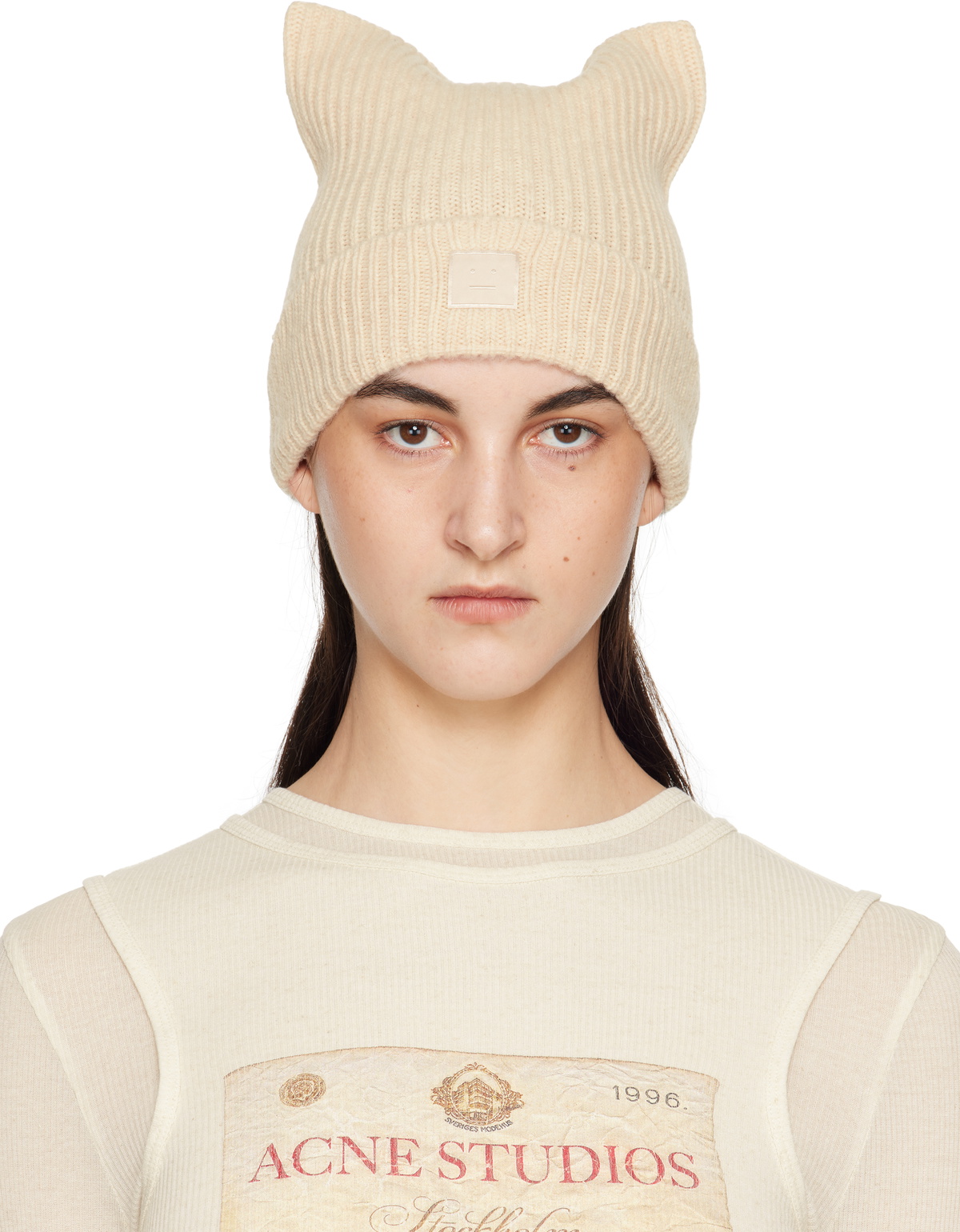 Acne Studios Off-White Fluffy Square Beanie Acne Studios Acne Studios Off-White Fluffy Square Beanie Acne Studios