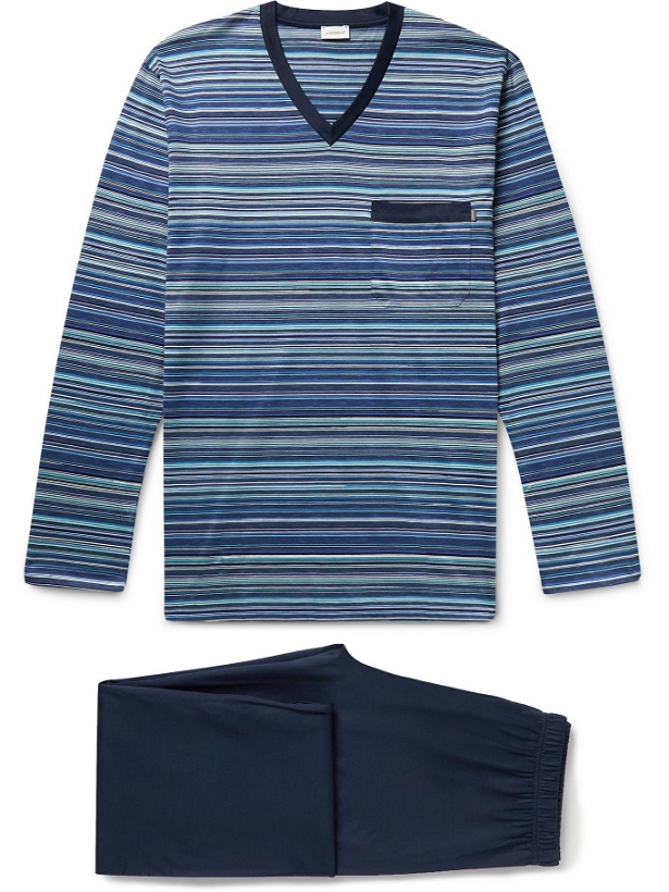 Photo: ZIMMERLI - Striped Filoscozia Cotton Pyjama Set - Blue