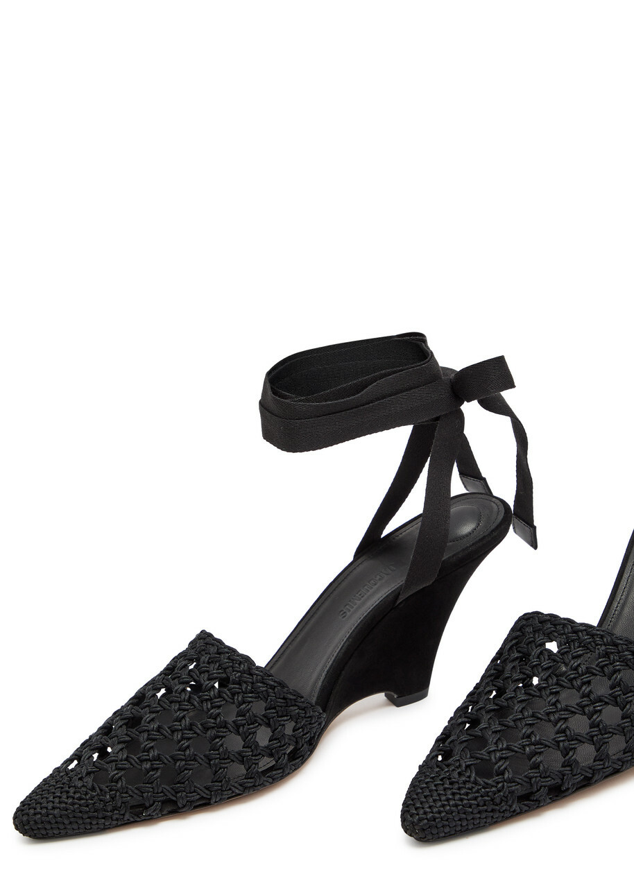 Jacquemus Les Espadrilles 80 Macramé Wedge Sandals Black