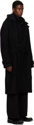 Juun.J Black Hoodie Maxi Coat