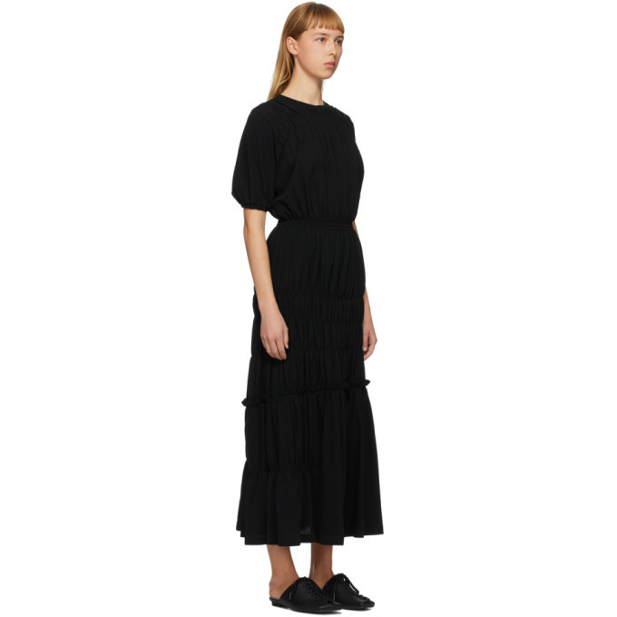Enfold Black Shirring Tiered Dress