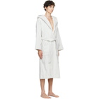 Tekla White & Blue Terry Hooded Bathrobe