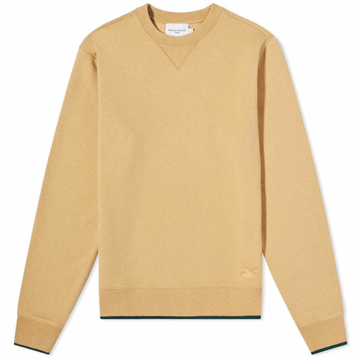 Photo: Maison Kitsuné Men's Tonal MK Embroidery Crew Sweat in Beige