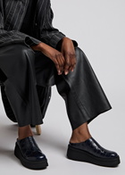 Miista Kristi Crocodile-effect Leather Mules Navy