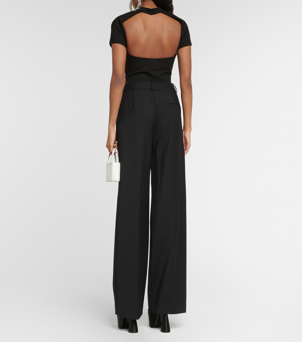 Area - Embellished cutout crop top