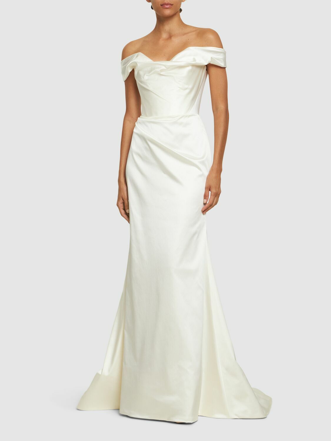 VIVIENNE WESTWOOD Nova Cora Satin Off Shoulder Bridal Gown