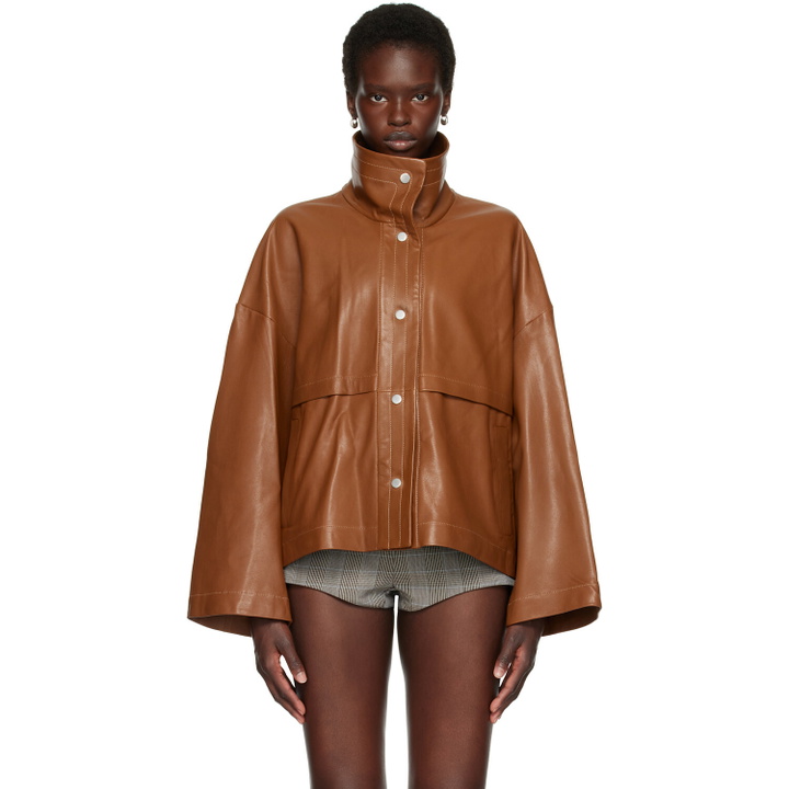 Photo: Nour Hammour Tan Park Leather Jacket