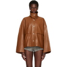 Nour Hammour Tan Park Leather Jacket