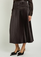 Joseph Hayes Plissé Satin Midi Skirt Brown