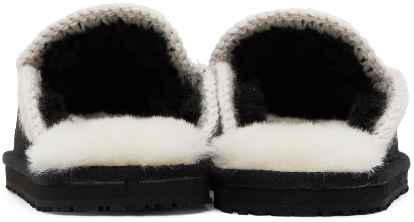 Mou Black Stitch Slippers