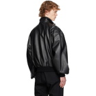 Balenciaga Black Smooth Semi Grainy Leather Bomber Jacket