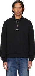 Hugo Black Cotton Terry Logo-Print Sweatshirt