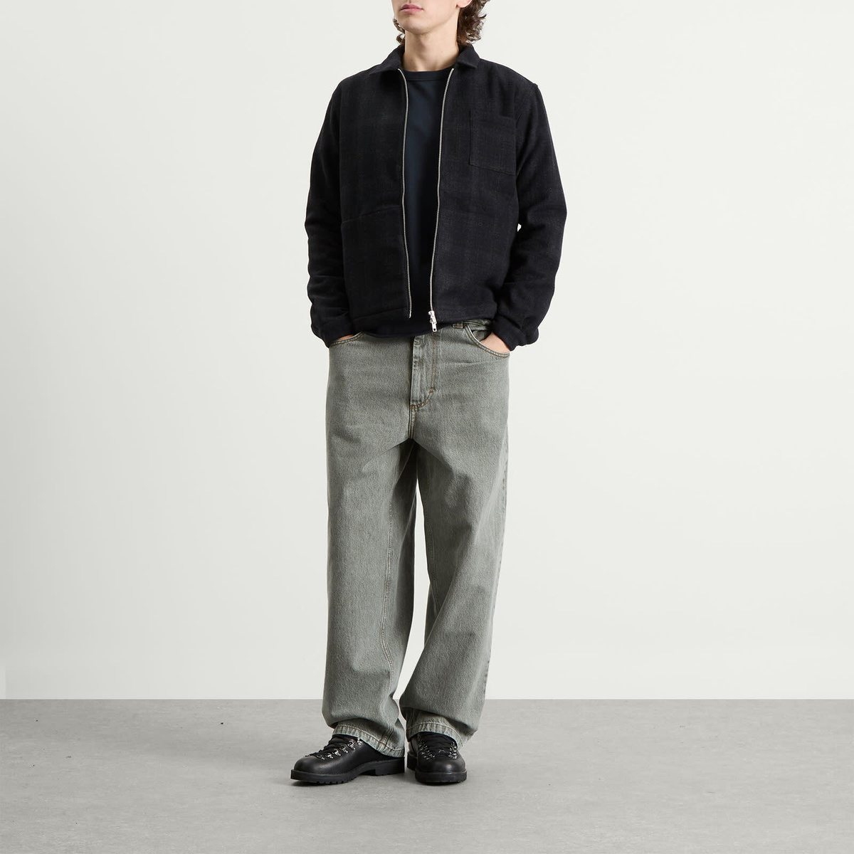 YMC Men's Bowie Check Jacket in Black/Charcoal